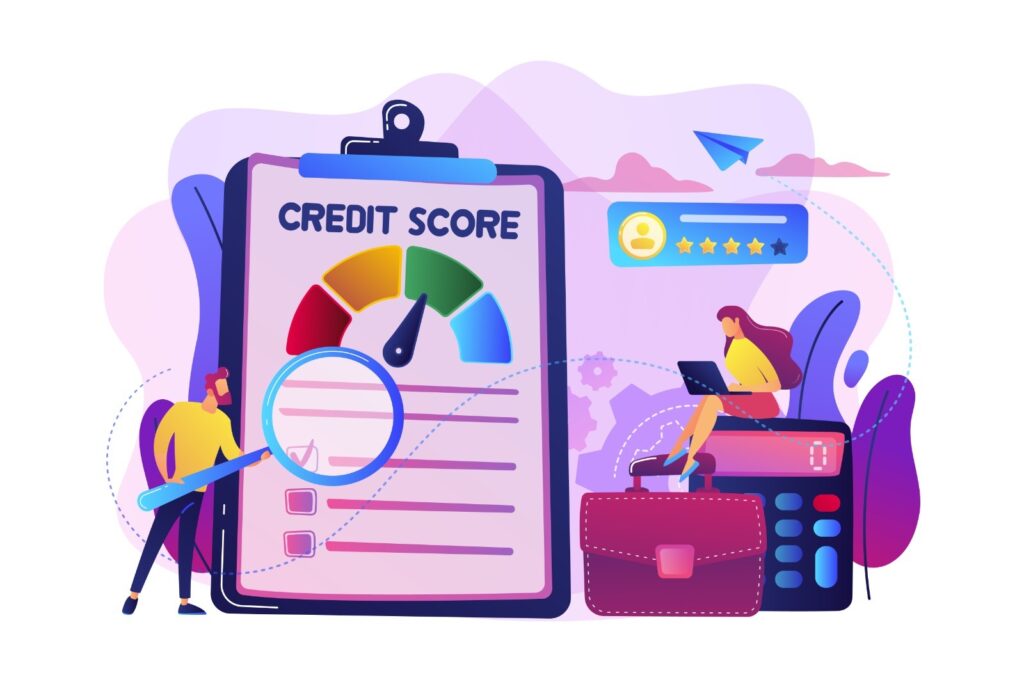 Person reviewing credit score details before applying for a loan